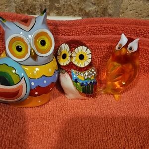 Colorful Owl Figurine Set